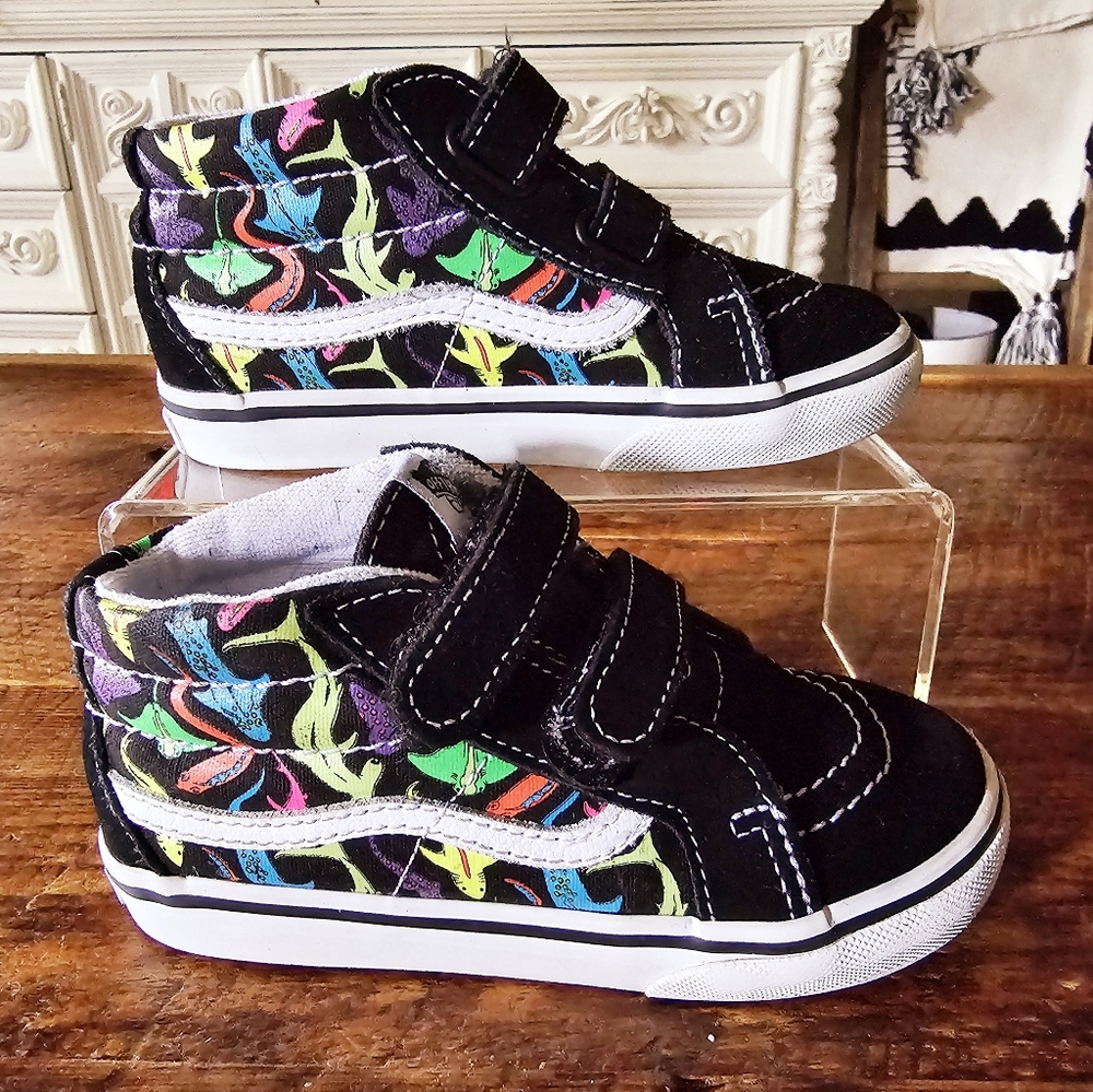 Vans | Toddler Skate Mid Reissue V Shoe Glow in the Dark Sharks Black Multi 9.5